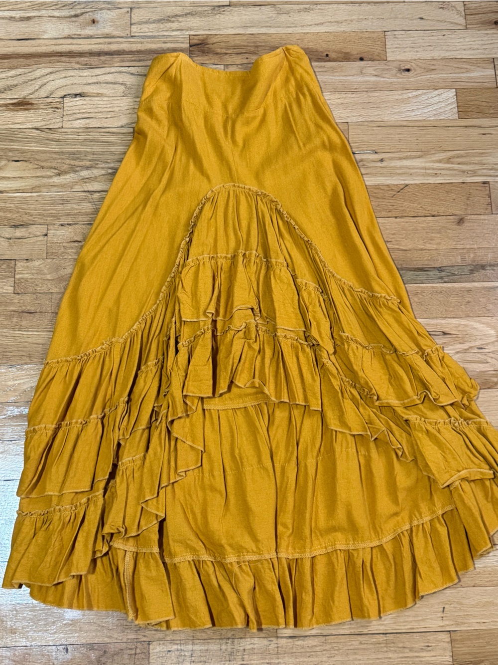 Mustard Yellow Hi-low Midi Skirt - Size M